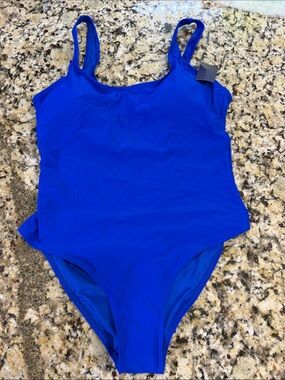 Everyday Scoop Neck One-Piece Swimsuit in Bright Blue